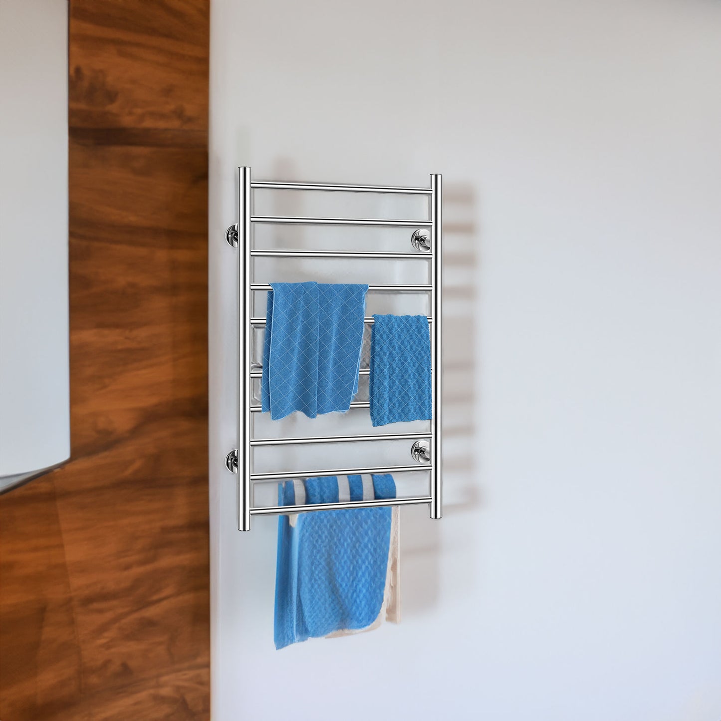 Electric Heated Towel Rack for Bathroom Wall Mounted Towel Warmer 10 Stainless Steel Bars Drying Rack