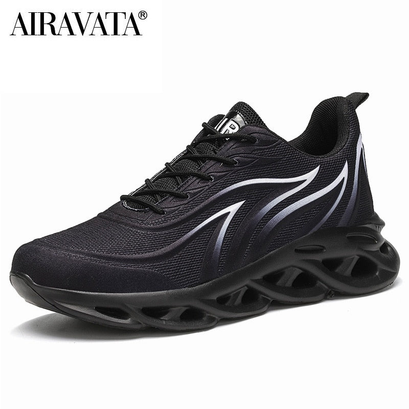 Men's Flame Printed Sneakers Flying Weave Sports Shoes Comfortable Running Shoes Outdoor Men Athletic Shoes