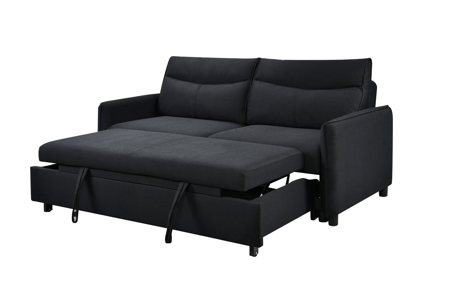 3 in 1 Convertible Sleeper Sofa Bed Modern Fabric Loveseat Futon Sofa Couch w/Pullout Bed Black