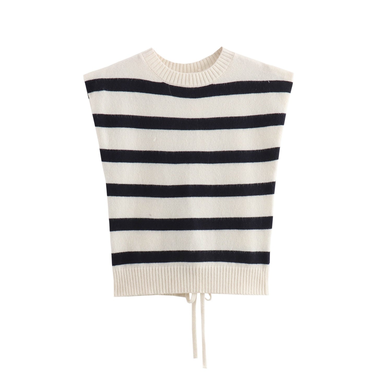 Round neck pullover sleeveless backless sweater knitted sweater