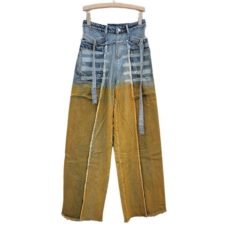 Vintage jeans for women, high waisted, loose fit, slimming and versatile straight leg wide leg pants