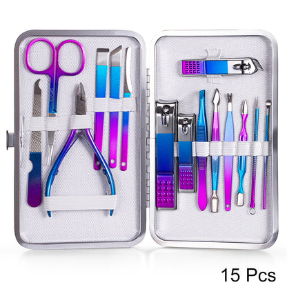 7-23 Pcs Professional Nail cutter Pedicure Scissors Set Stainless Steel Eagle Hook Portable Manicure Nail Clipper Tool Set