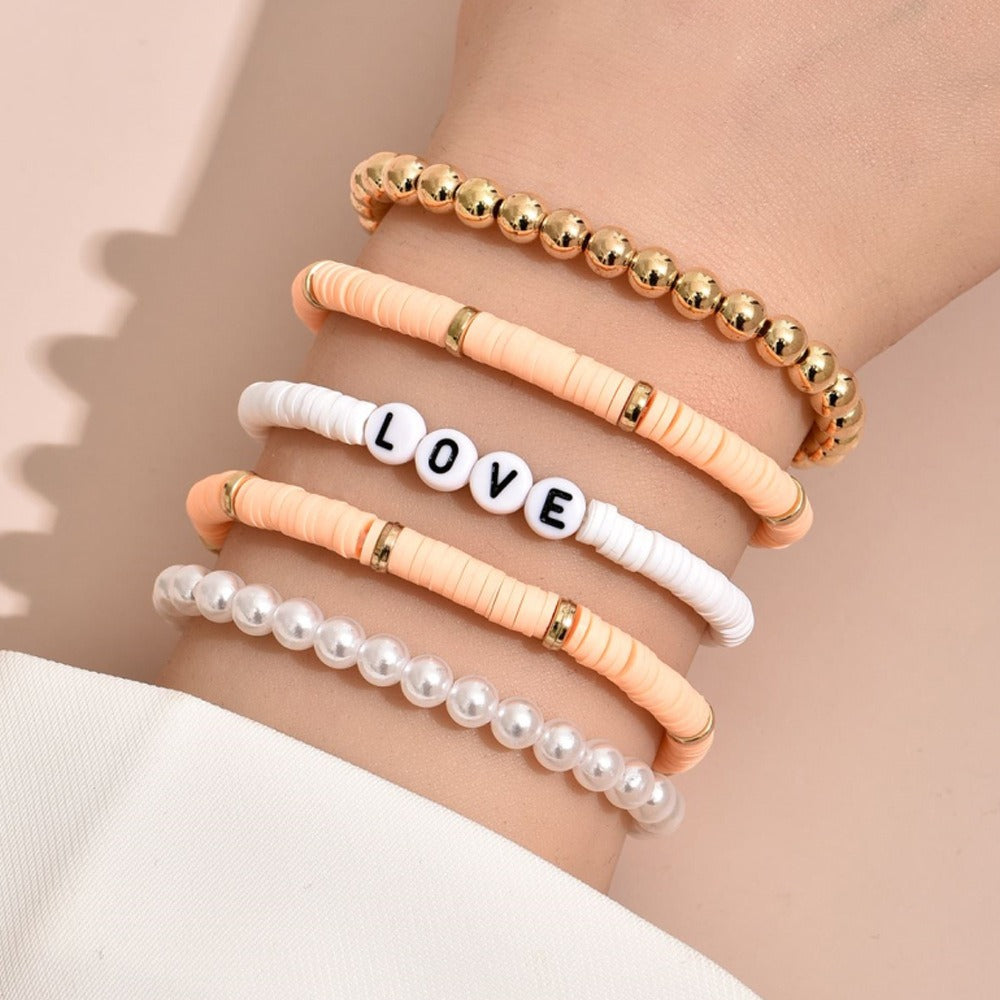 Colorful soft ceramic retro temperament pearl soft ceramic bracelet bracelet bracelet bracelet