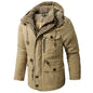 Men's Plus Size Mid-length Fleece-lined Thickened Cotton-padded Coat