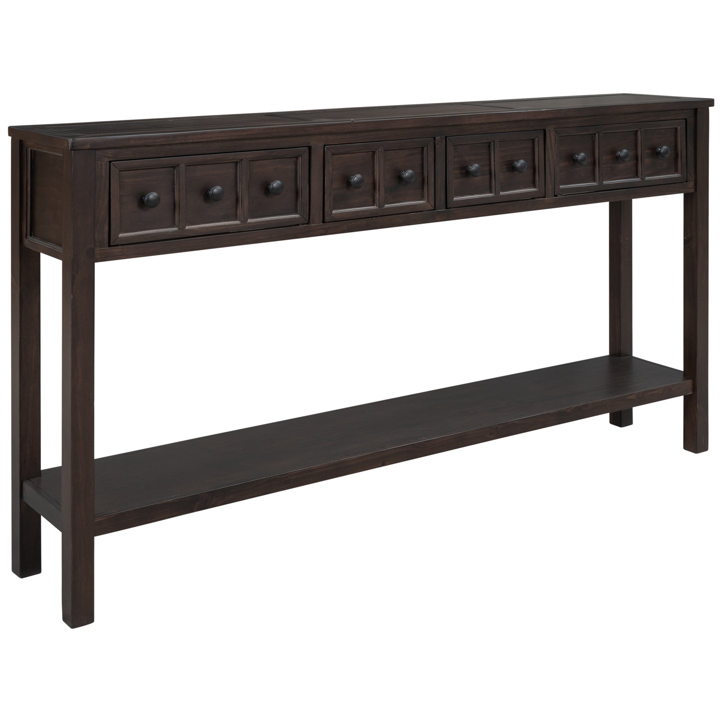 TREXM Rustic Entryway Console Table 60" Long Sofa Table with two Different Size Drawers and Bottom Shelf for Storage (Espresso)