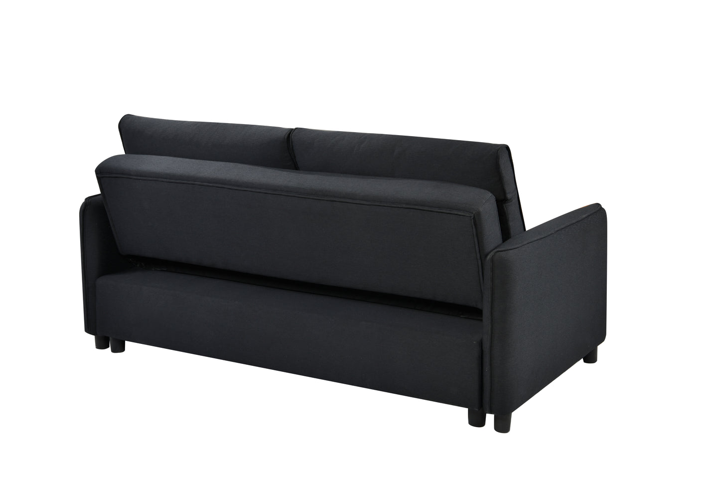 3 in 1 Convertible Sleeper Sofa Bed Modern Fabric Loveseat Futon Sofa Couch w/Pullout Bed Black