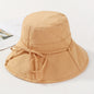 Hat Ladies Summer Cloth Hat Solid Color Cotton And Linen Fisherman Hat Basin Hat Folding Outdoor Sunscreen Big-Brimmed Sun Hat