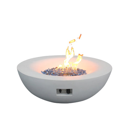 42 Inch Outdoor Concrete Propane gas Fire Pit bowl in Antique white color