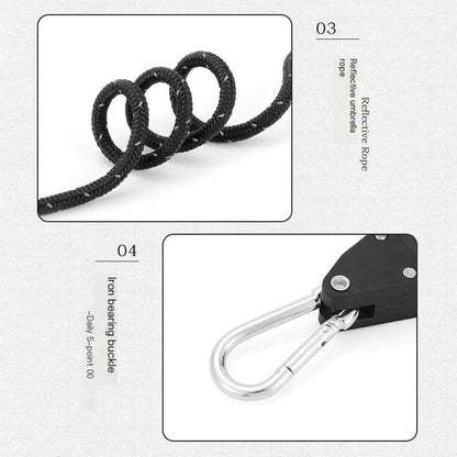 Camping Tent Tie Down Rope Tightener Fastening Pulley Ratchet Hangers Awning Rope Hook Canopy Buckle Rope Tightening Straps Tool