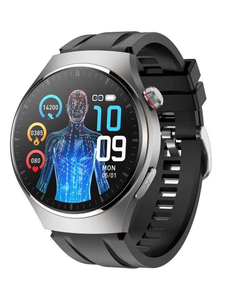 Smart watch non-invasive blood glucose measurement AMOLED ECG heart rate monitoring Bluetooth call sports watch