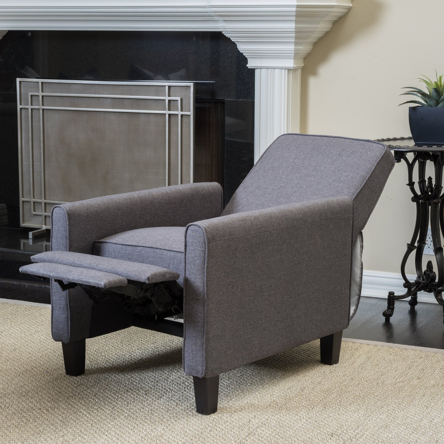 Smoke Fabric Push Back Chair for Elegant Home Décor