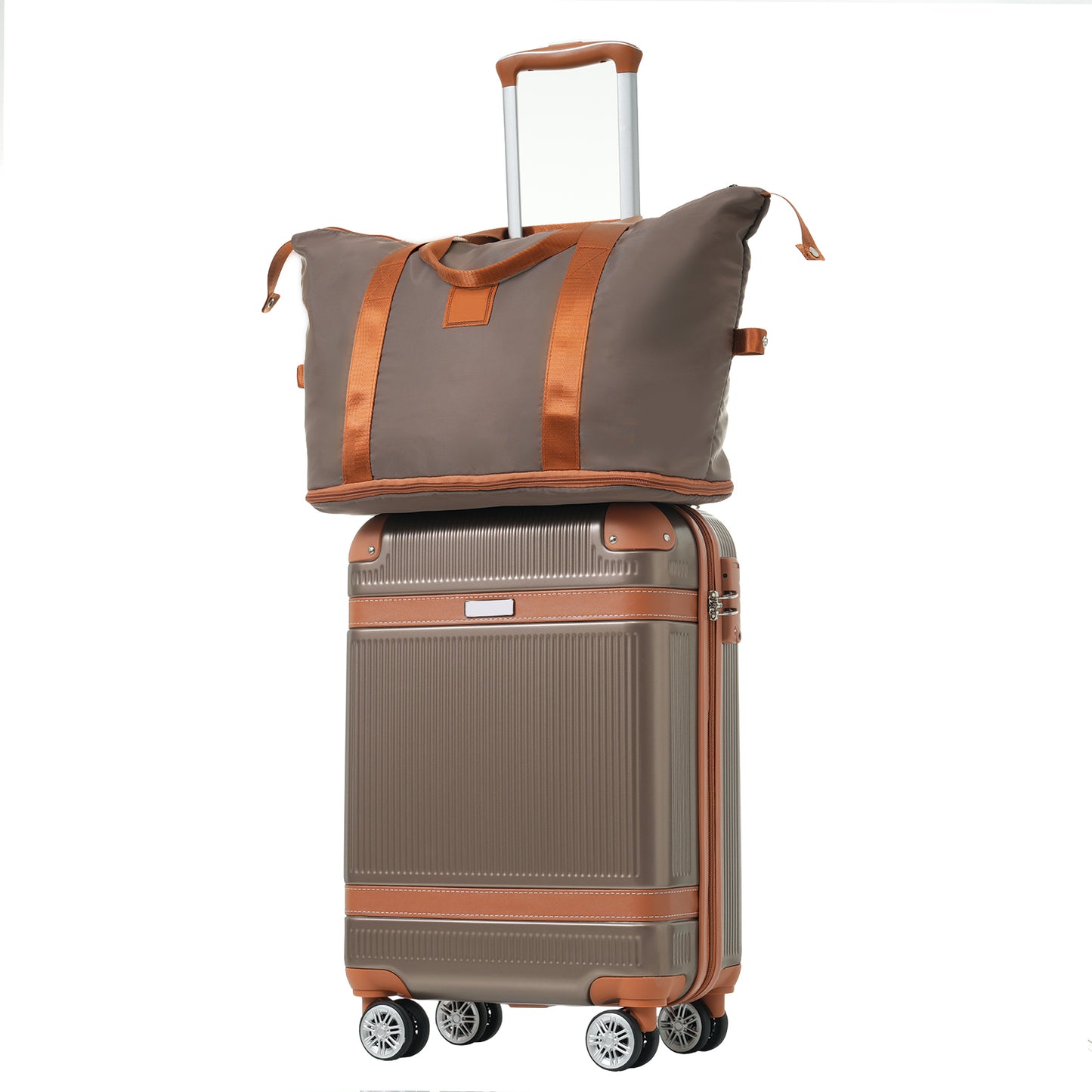 Hardshell Luggage Sets 3 Piece Carry-on Suitcase Double Spinner Wheels with TSA Lock for Men Women, Coppery (20in)