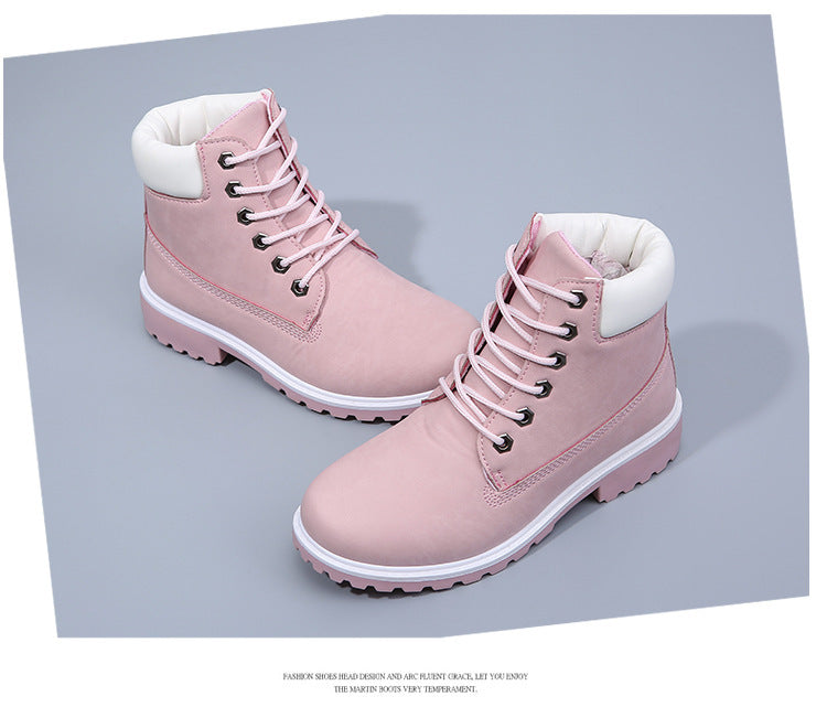 Short white Martin boots women tooling rhubarb boots