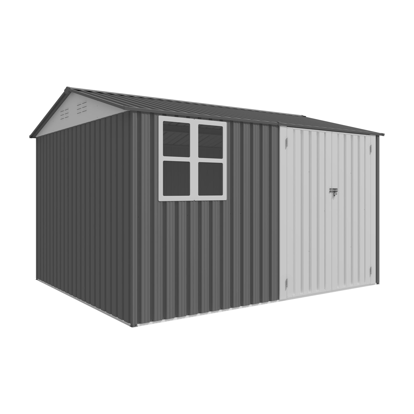 8X10FT Outdoor Storage Shed with Thickened Galvanized Steel with Sloped Roof & Double Lockable Door