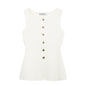 Golden button embellished flat needle vest