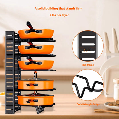 Detachable Folding Multi-layer Vertical Pot Cover Rack Iron Multi-functional Table Top