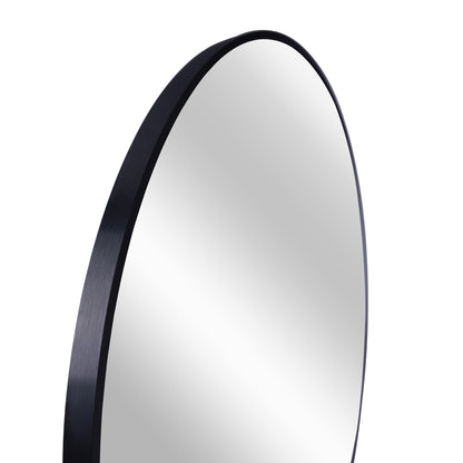 Black 16 Inch Metal Round Bathroom Mirror