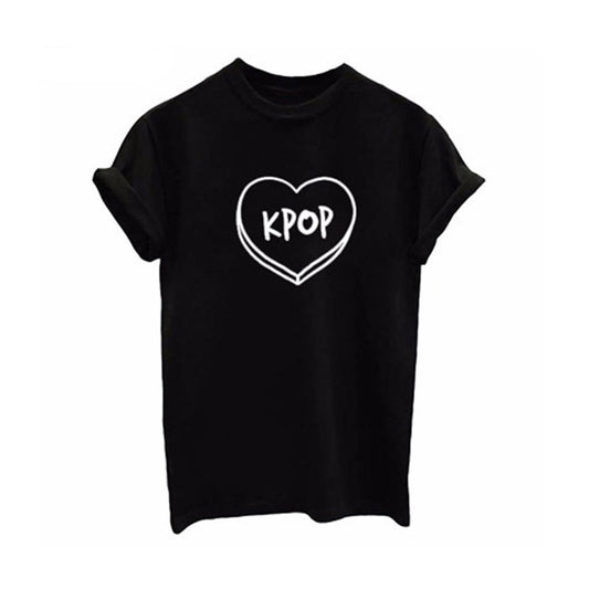 KPOP cotton O neck T shirts for women