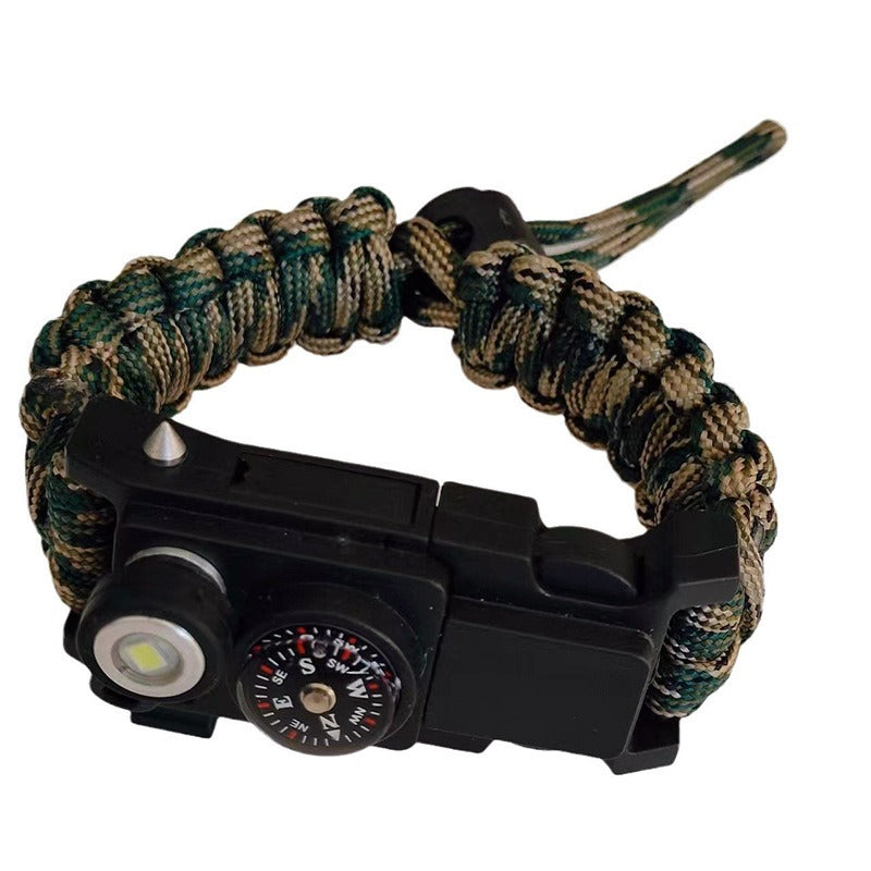 Umbrella rope bracelet, outdoor life-saving supplies, multifunctional small knife, broken window bracelet, LED light, outdoor