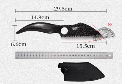 Forged Slaughtering Knife Hammer Pattern Deboning Machete Outdoor Multi-Purpose Portable Stainless Steel Meat Cleaver