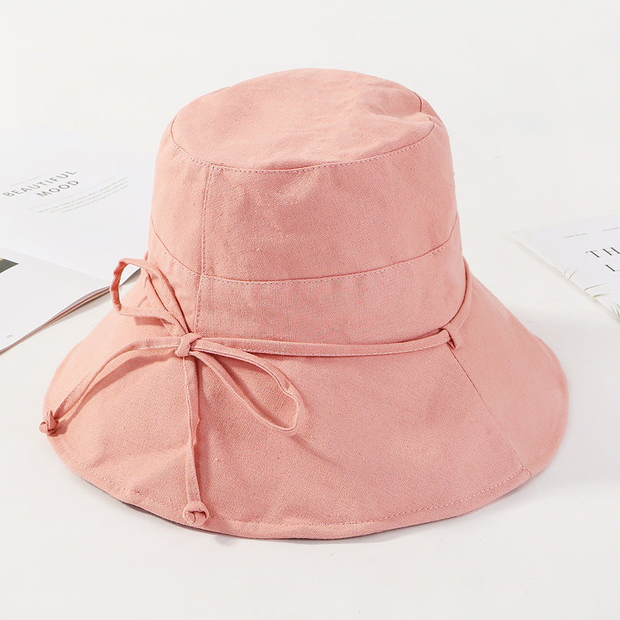 Hat Ladies Summer Cloth Hat Solid Color Cotton And Linen Fisherman Hat Basin Hat Folding Outdoor Sunscreen Big-Brimmed Sun Hat