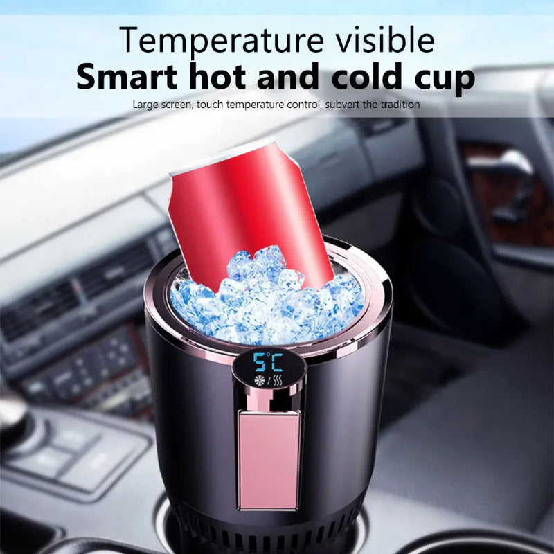 2 In1 Car Heating Cooling Cup 12V Smart Car Cup Holder Digital Temperature Display Drink Cup Warmer Cooler Mini Car Refrigerator