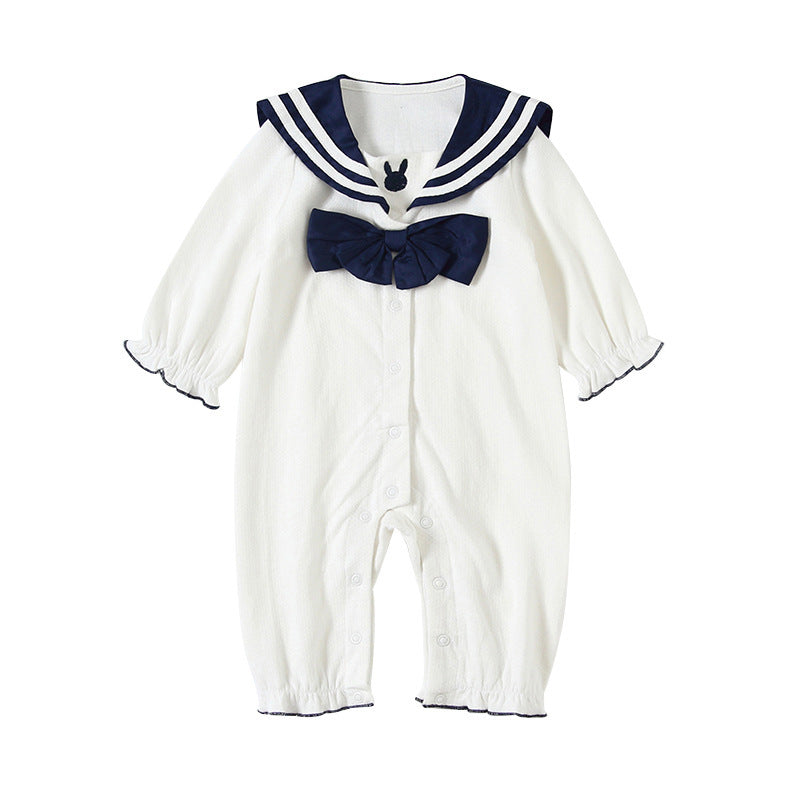 Girls navy collar jumpsuit