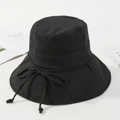 Hat Ladies Summer Cloth Hat Solid Color Cotton And Linen Fisherman Hat Basin Hat Folding Outdoor Sunscreen Big-Brimmed Sun Hat