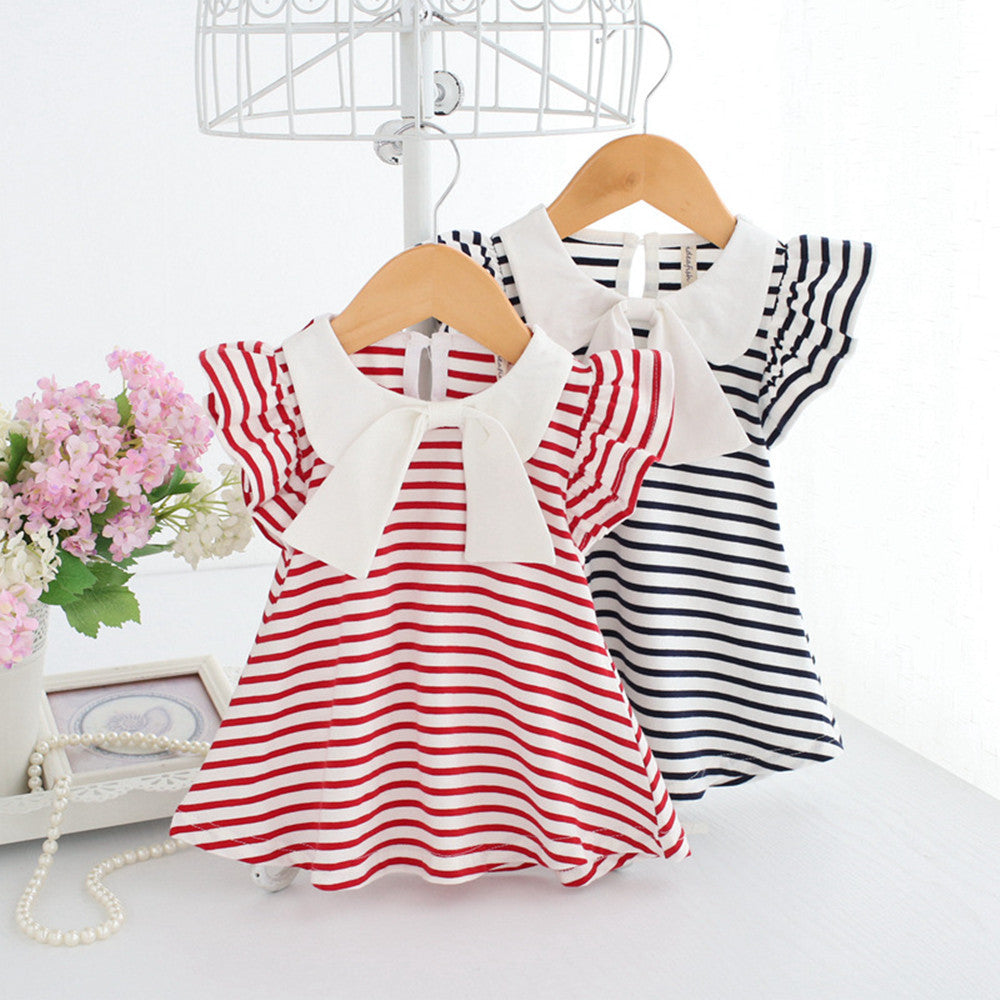 Children's Clothing 0-3 Years Old Striped High-quality Cotton Dress