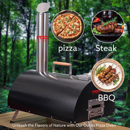 Black Pizza Oven Outdoor 12" Automatic Rotatable Pizza Ovens Portable Stainless Steel Wood Fired Pizza Oven Pizza Maker