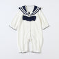 Girls navy collar jumpsuit