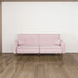 Convertible Sofa Bed with Wood Legs in Velvet(Pink)