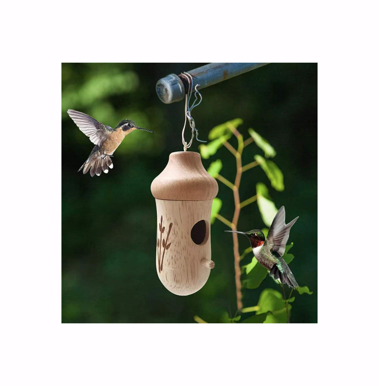 Hummingbird House Outdoor Garden Patio Hanging Hummingbird House Resin Bird Feeder Charming Decor