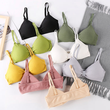 Triangle Cup Bra With Chest Pad Tube Top All-Match Underwear Women