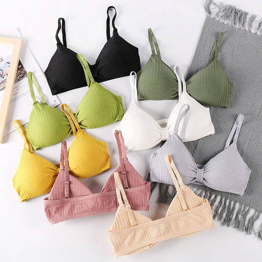 Triangle Cup Bra With Chest Pad Tube Top All-Match Underwear Women