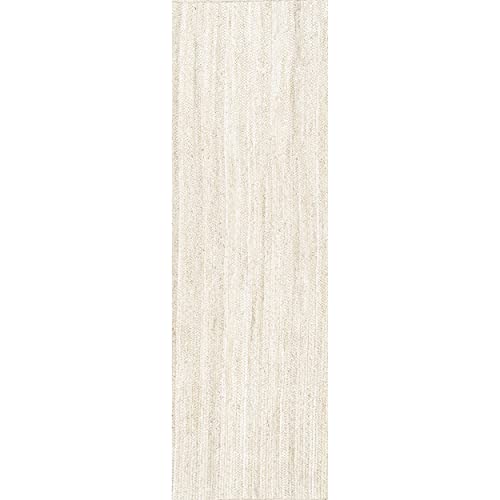 nuLOOM 6x9 Rigo Jute Hand Woven Area Rug, Natural, Solid Farmhouse Design, Natural Fiber, For Bedroom, Living Room, Dining Room, Hallway, Office, Kitchen, Entryway