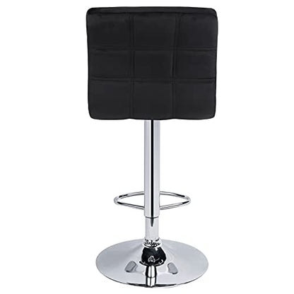 Leopard Modern Square PU Leather Adjustable Bar Stools with Back, Square Back Bar Stools Set of 2, Bar Height Swivel Barstools for Kitchen Counter (Black)