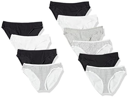 Amazon Essentials Women's Cotton Bikini Brief Underwear (Available in Plus Size), Multipacks