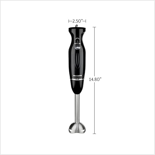 OVENTE Electric Immersion Hand Blender 300 Watt 2 Mixing Speed with Stainless Steel Blades, Powerful Portable Easy Control Grip Stick Mixer Perfect for Smoothies, Puree Baby Food & Soup, Black HS560B