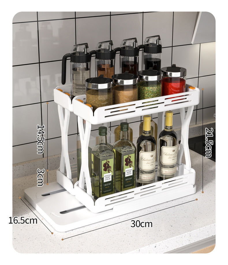 Pull out Rotating Spice Rack Organizer for Cabinet Rotate Makeup Organizer Slide Bottle Box Holder Plastic Seasoning Spice Rack