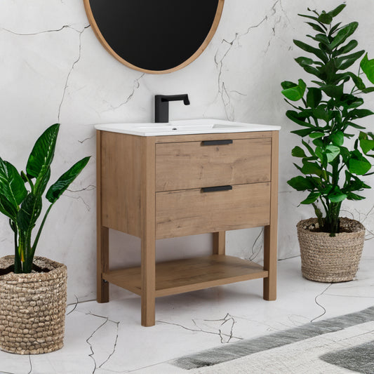 30 Inch Bathroom Vanity Plywood With 2 Drawers-BVB01030IMO-BL9075B