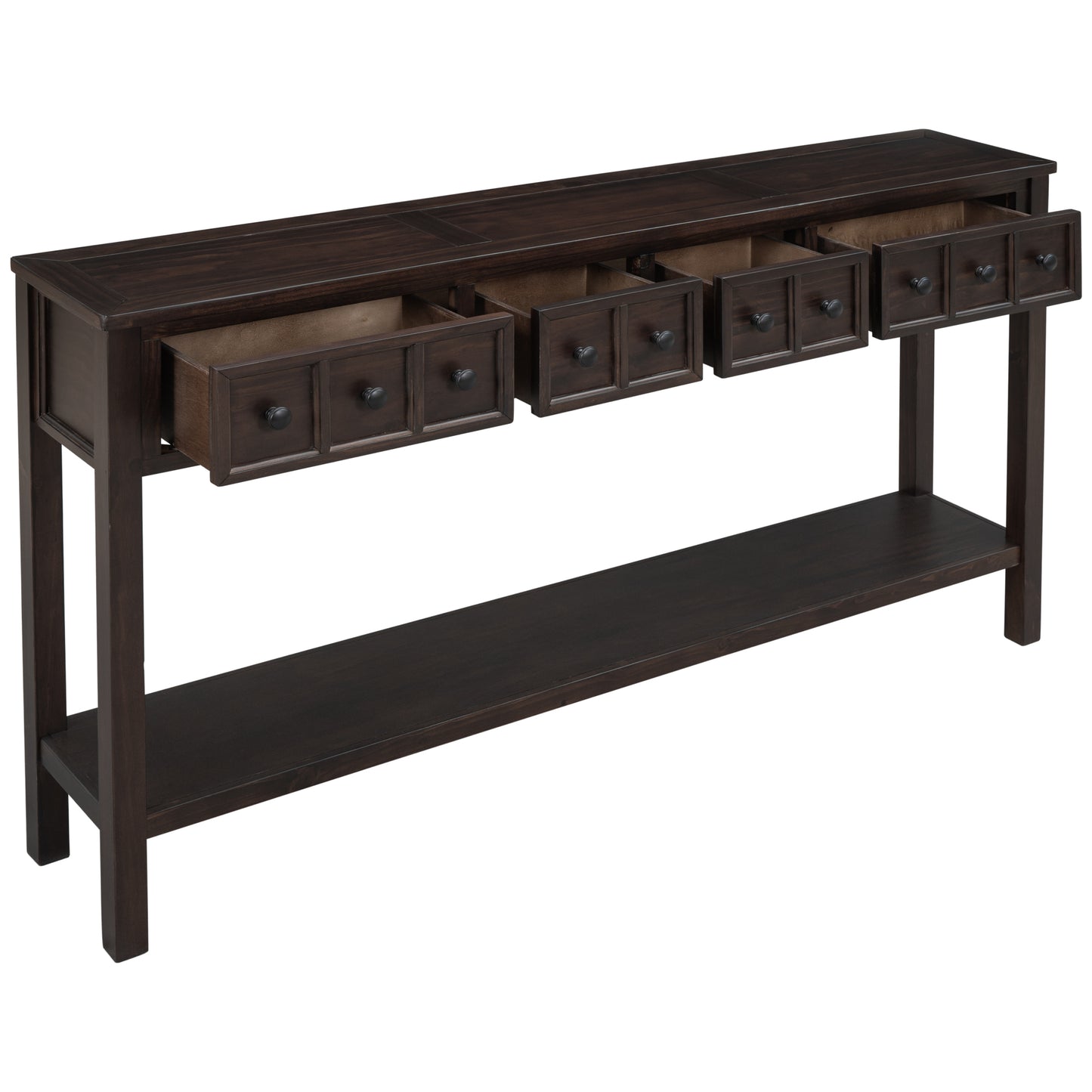 TREXM Rustic Entryway Console Table 60" Long Sofa Table with two Different Size Drawers and Bottom Shelf for Storage (Espresso)