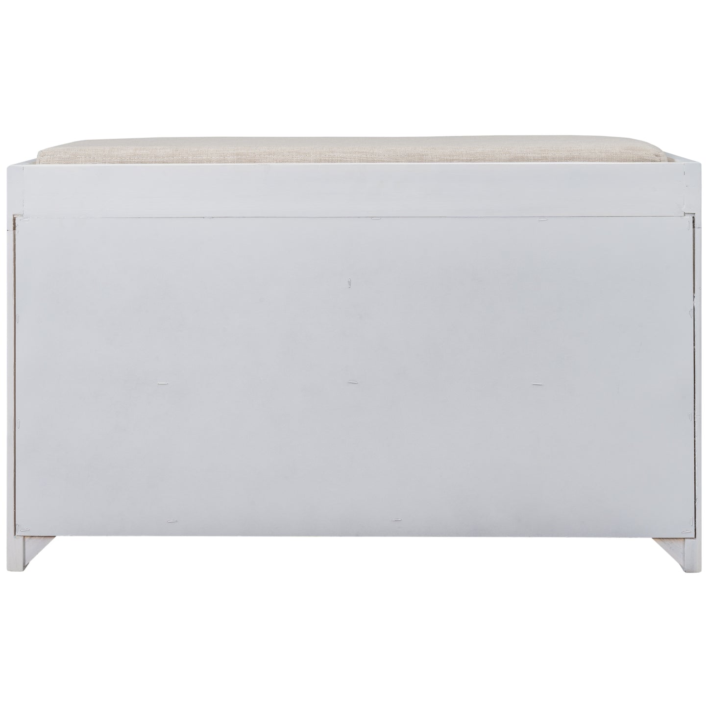 TREXM White Storage Bench with Removable Basket and 2 DrawersFully Assembled Shoe Bench with Removable Cushion