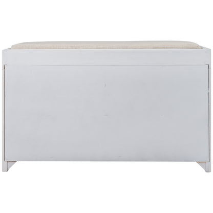 TREXM White Storage Bench with Removable Basket and 2 DrawersFully Assembled Shoe Bench with Removable Cushion