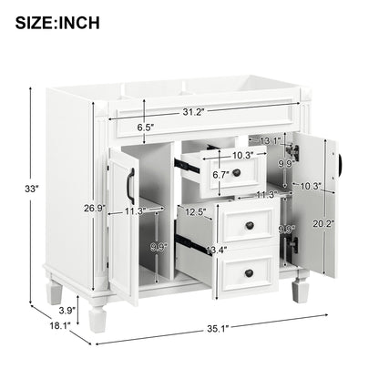 36'' Bathroom Vanity without Top Sink Cabinet only Modern Bathroom Storage Cabinet with 2 Soft Closing Doors and 2 Drawers