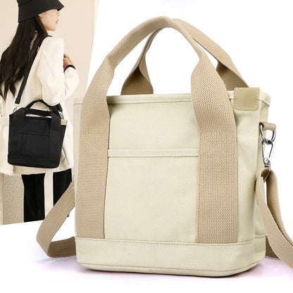 Canvas bag casual versatile shoulder bag ladies fashion commuter bag multi-function messenger bag trendy handbag