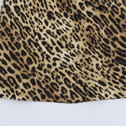 Sexy backless slim fit linen animal print dress