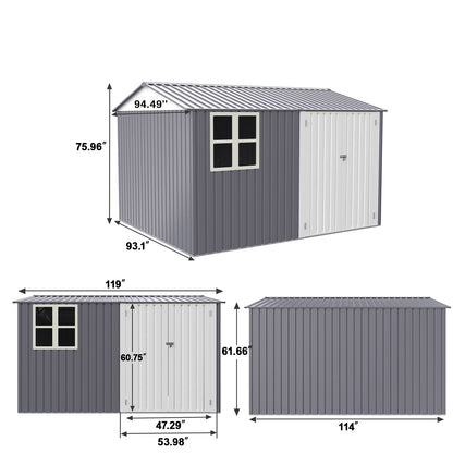 8X10FT Outdoor Storage Shed with Thickened Galvanized Steel with Sloped Roof & Double Lockable Door