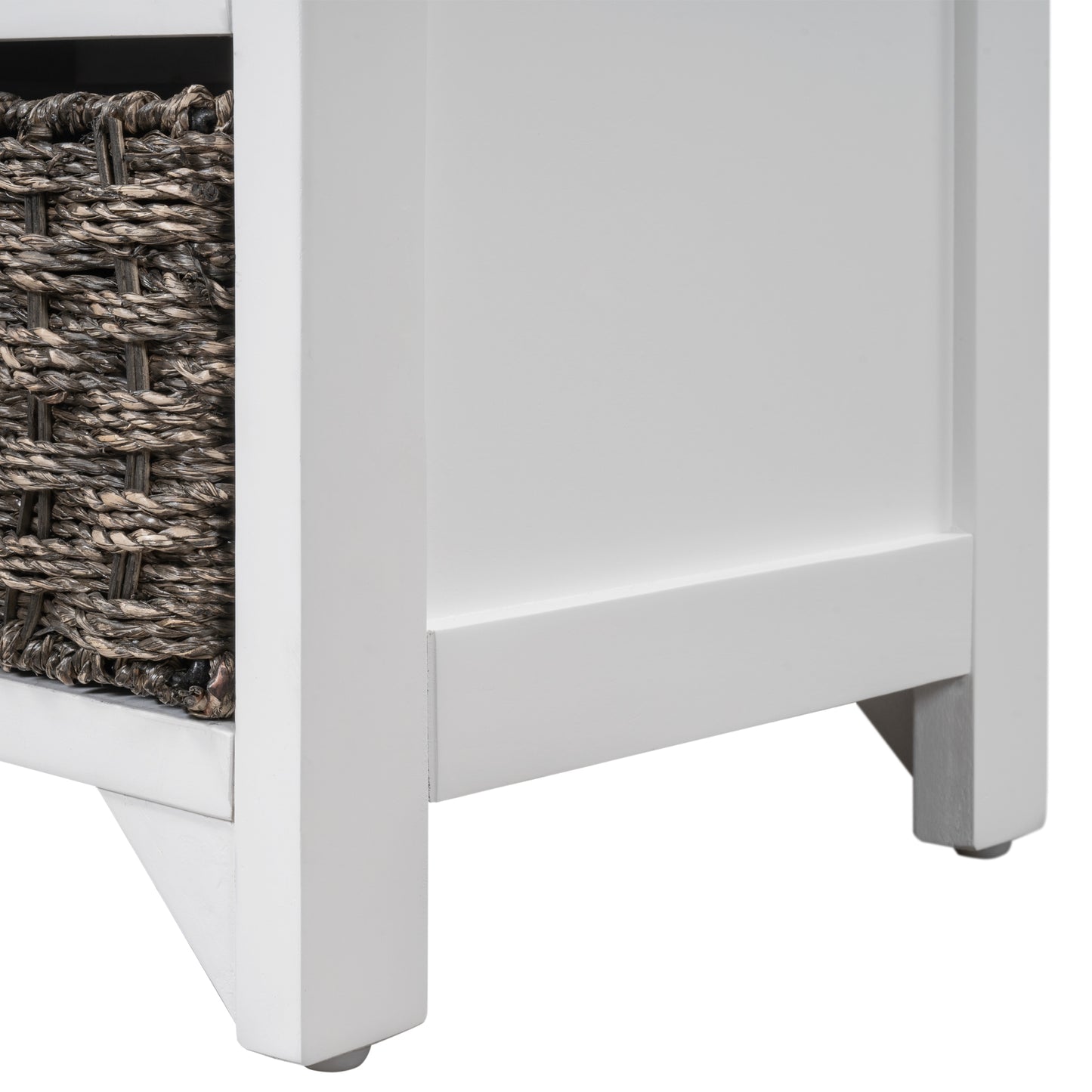 TREXM White Storage Bench with Removable Basket and 2 DrawersFully Assembled Shoe Bench with Removable Cushion