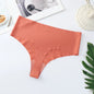 Traceless one piece quick drying medium high waist ice silk Thong for women